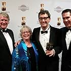 TV voice actor winner Tom Kenny with presenters Bill Farmer, Russi Taylor, and Tony Anselmo (voices of Goofy, Minnie Mouse, and Donald Duck)