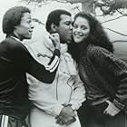 Leon Isaac Kennedy, Muhammad Ali, and Jayne Kennedy on the set of "Body and Soul"