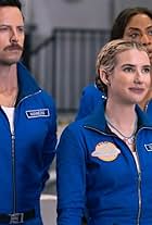 Emma Roberts, Andrew Call, and Yasha Jackson in Space Cadet (2024)