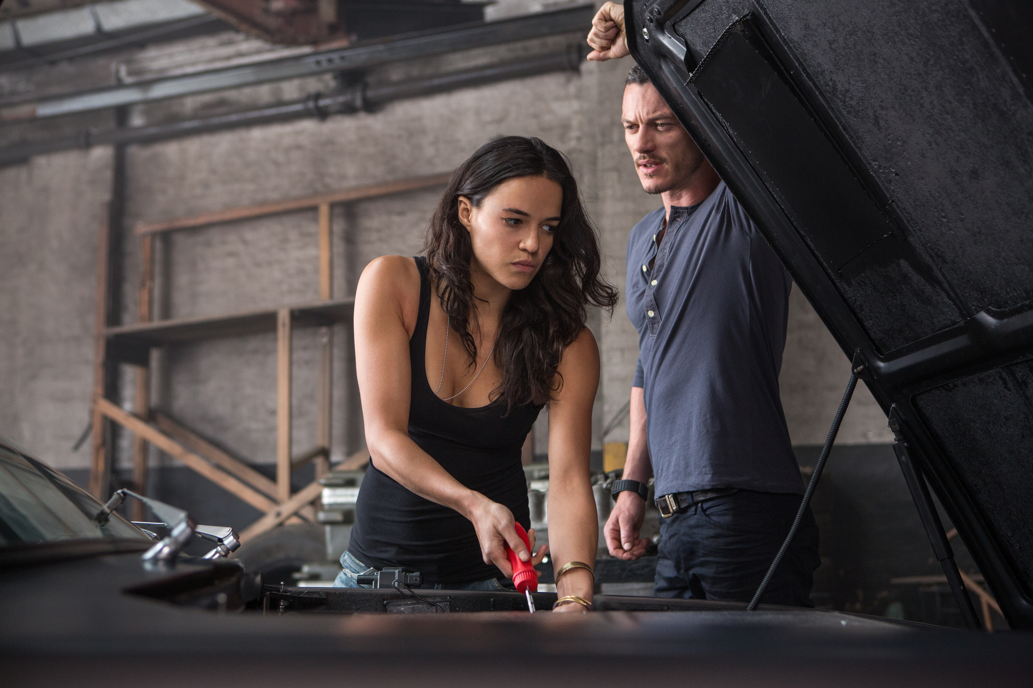 Michelle Rodriguez and Luke Evans in Fast & Furious 6 (2013)