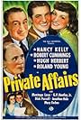 Hugh Herbert, Robert Cummings, Nancy Kelly, and Roland Young in Private Affairs (1940)