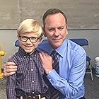 Hugs from the 'President'. -Designated Survivor.   Gage with Kiefer Sutherland