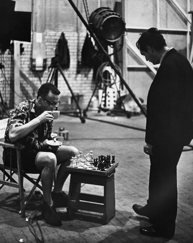 Stanley Kubrick and George C. Scott in Dr. Strangelove or: How I Learned to Stop Worrying and Love the Bomb (1964)