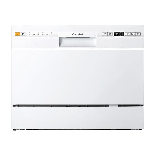 COMFEE' Tabletop Dishwasher 6 Places Compact Dishwasher with 7 Programe Super Quiet Rapid Wash ECO 70 C°Hygiene Wash, Flexibl