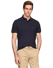 Tommy Hilfiger Men&#39;s Short Sleeve Polo Shirts in Regular Fit with Stretch and Organic Pique Cotton