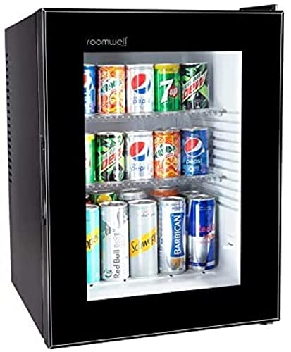 COOLBABY UK Compact Minibar Electric Mini Fridge - Glass Door Fridge For Hotel/Home/Kitchen & Office - Compact Refrigerator -