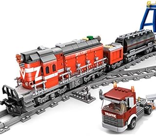 City Series Power Red Diesel Cargo Train Building Blocks Toy Play Building Set