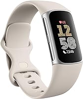 Fitbit Charge 6 Fitness Tracker with Heart Rate, GPS, Premium Membership, Health Tools - Porcelain/Silver