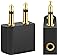 [2 Pack] T Tersely Gold Plated Flight Airplane Headphone Audio Adapter, Air Plane Flight Connector Earphone Headphone...