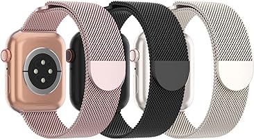 Steezrd 3 Pack Mesh Metal Bands Compatible with Apple Watch Band 38mm 40mm 41mm 42mm 44mm 45mm 49mm, Stainless Steel...