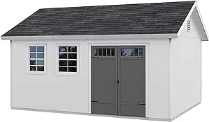 Handy Home Products Scarsdale 12x16 Do-it-Yourself Wooden Storage Shed with Floor Tan