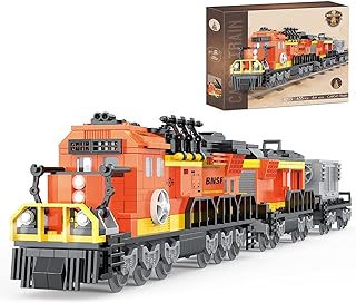 BRICK STORY City Cargo Train Building Set, BNSF Freight Trains Model, Steam Locomotive Train Building Blocks Toys, Gift Tr...