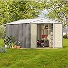 Patiowell 8 x 12 ft Outdoor Storage Shed with Detachable Storage Rack, Outdoor Storage Shed, Gray