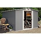 Morhome 6 x 8 FT Outdoor Storage Shed,Metal Yard Shed with Design of Lockable Doors, Utility and Tool Storage for Garden, Patio, Backyard, Outside use,Brown