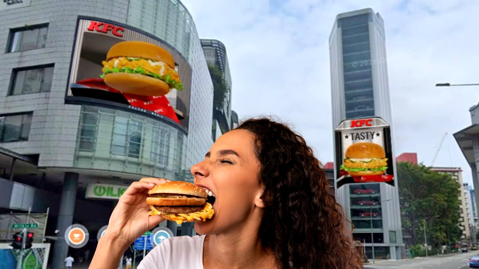 KFC burgers come alive in 3D OOH ad in SG