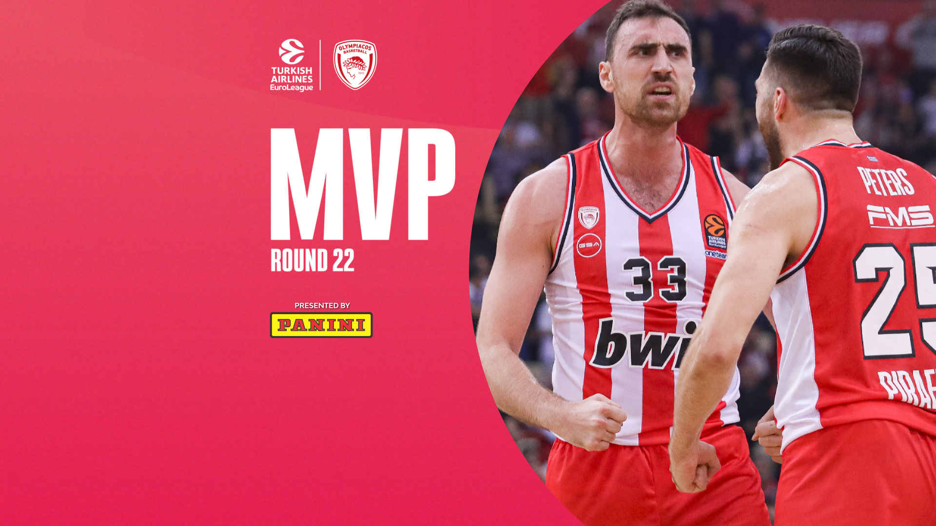 Round 22 MVP: Nikola Milutinov, Olympiacos Piraeus.