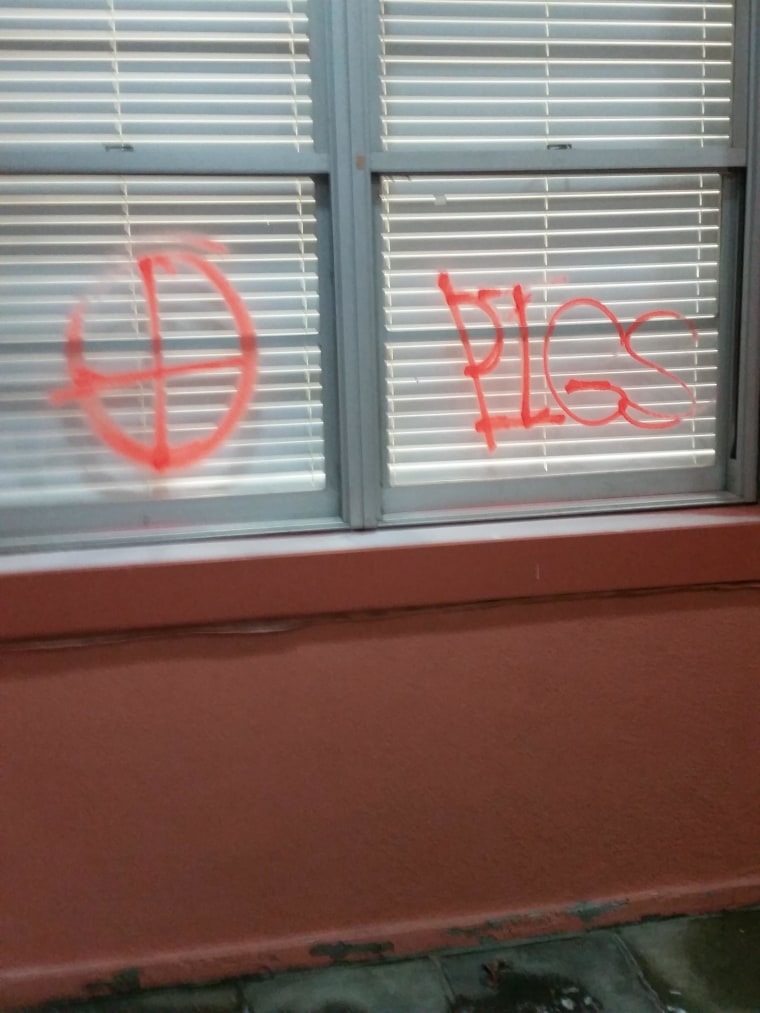 IMAGE: Graffiti at Rhode Island Muslim school
