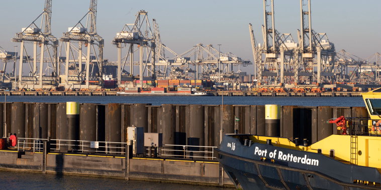 A boat with the "Port of Rotterdam" written on the side