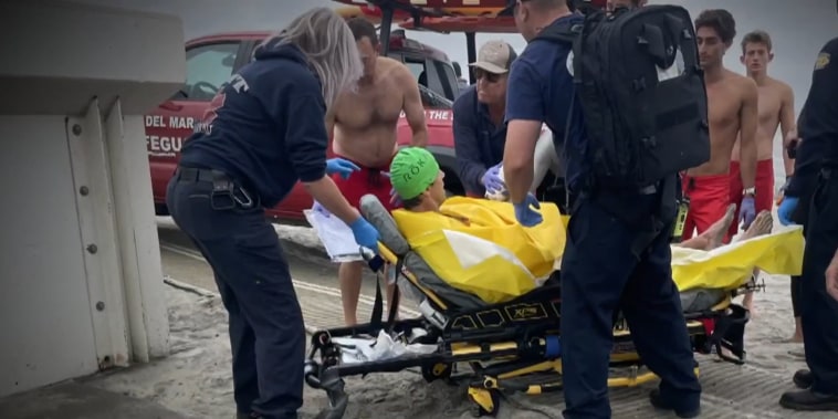 A 46-year-old swimmer suffered “significant” but non-life-threatening shark bites to his torso, left arm and hand.