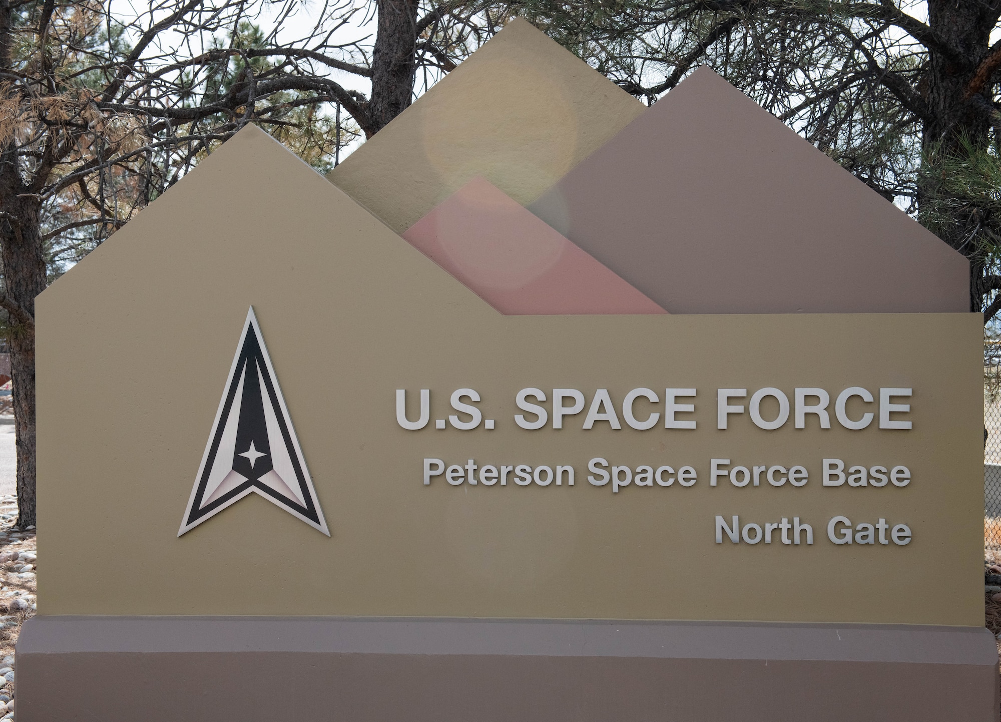 Image of Peterson Space Force Base's North gate.