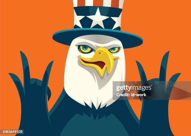 happy bald eagle cheering - happy 4th of july stock illustrations