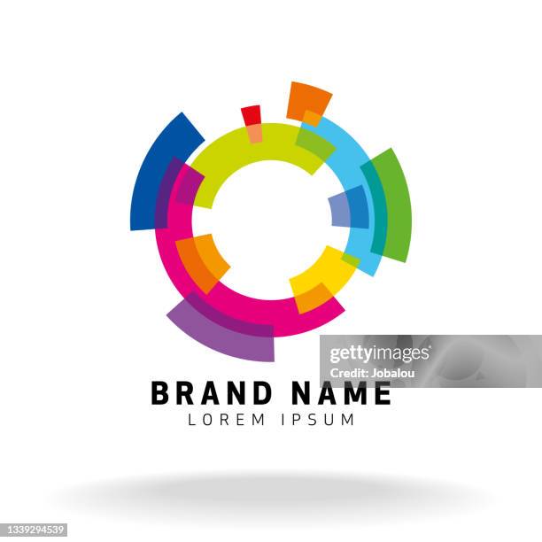 dynamic segments of colored circle brand symbol - motion design stock illustrations