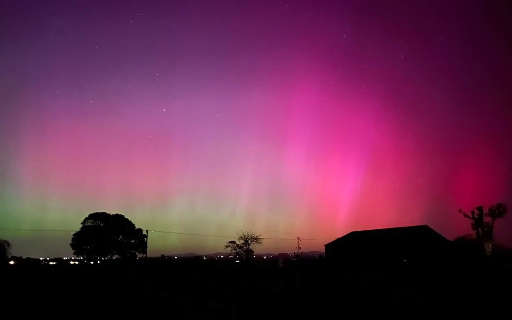 The aurora seen near Timaru Airport, South Canterbury.
