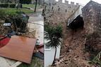 В Анталье из-за наводнения и незаконных построек обрушилась часть стены старого города