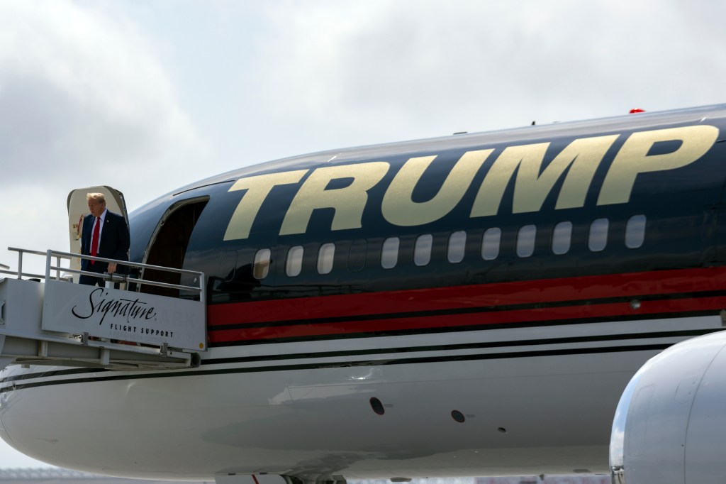 Former President Donald Trump's private Boeing 757 clipped a parked and unoccupied corporate jet at a south Florida airport on Sunday.
