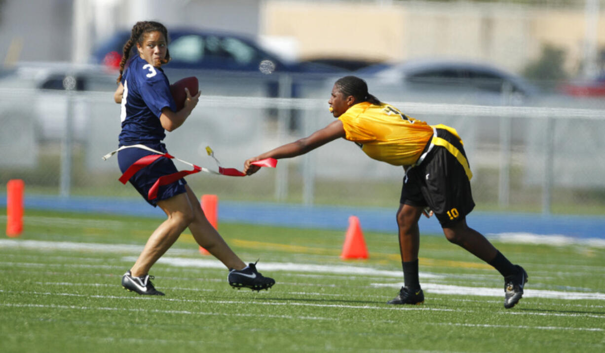 Girls flag football is a sanctioned high school sport in 10 states, including Florida.