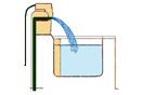 
[image ALT: A diagram of a basin receiving water from an ascending pipe.]
			