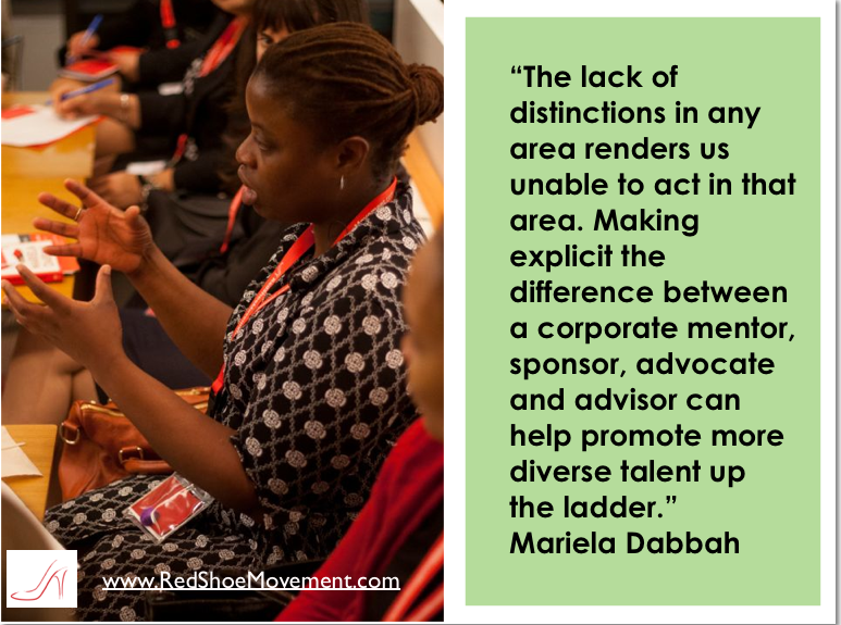 Making explicit the difference between corporate mentor, sponsor, advocate and advisor to promote talent up the ladder - by Mariela Dabbah