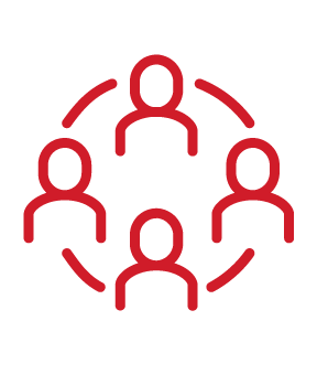 icon of four people connected by circle