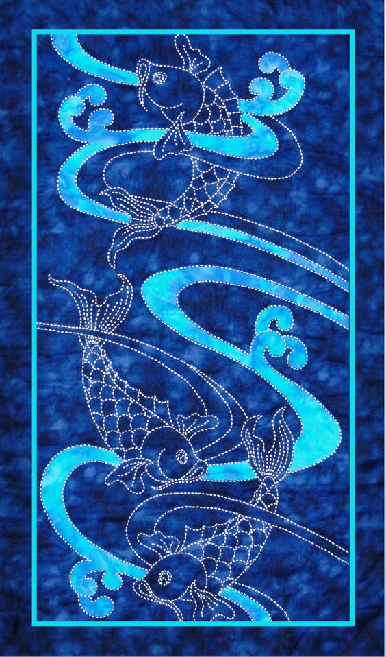 Koi water and waves design by Sylvia Pippen: 
