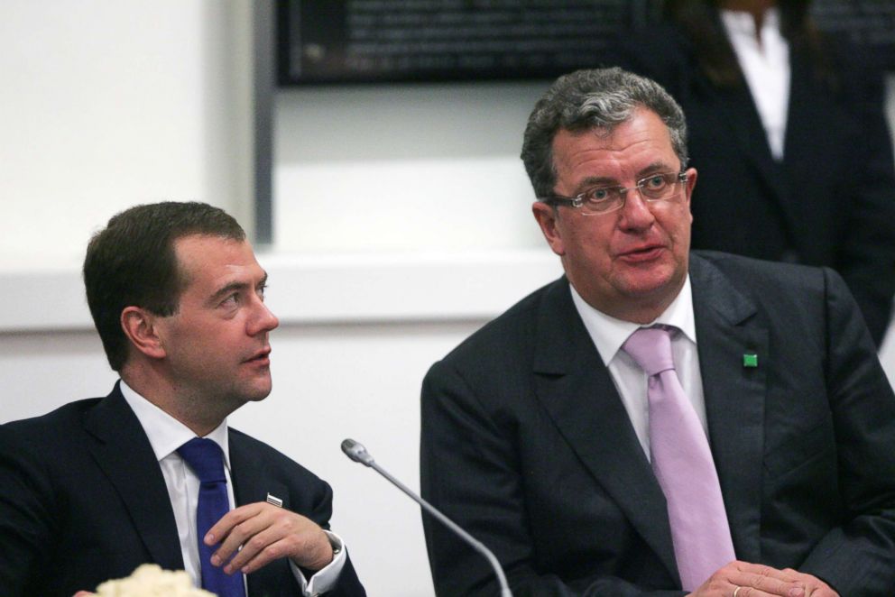 PHOTO: Russia's President Dmitry Medvedev (L) and his Foreign Policy Advisor Sergey Prikhodko (R) are seen during a Russian-Argentina Summit at the government palace April 14, 2010 in Buenos Aires.