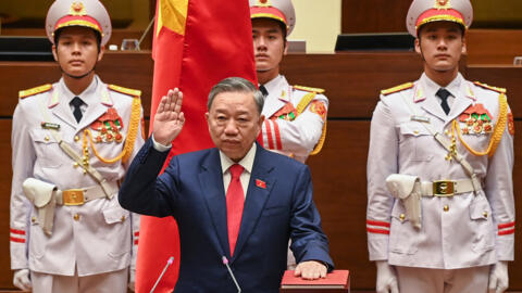 To Lam takes his oath as Vietnam's President during the National Assembly's summer session in Hanoi on May 22, 2024.