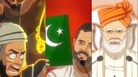 Screengrab of stills from a video released by India's Bharatiya Janata Party (BJP) on April 30, 2024.