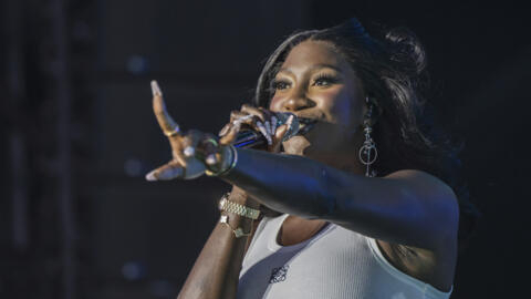 French singer Aya Danioko, aka Aya Nakamura, performs on the main stage during the 46th edition of the Paleo Festival in Nyon, Switzerland, Saturday, July 22, 2023.