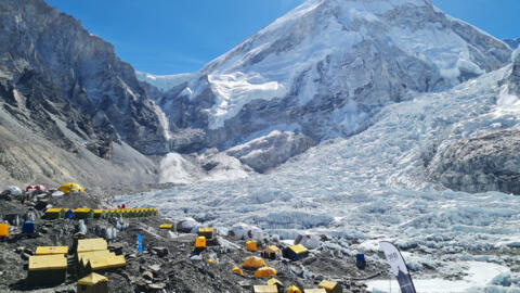 Tents of mountaineers are pictured at Everest base camp.