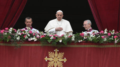 Pope Francis at the central the loggia of St. Peter's basilica for the Easter 'Urbi et Orbi' message on March 31, 2024.