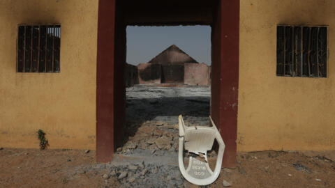 A broken plastic chair lays on the floor at the burnt COCIN Church building in Mangu on 2 February, 2024, following weeks of intercommunal violence and unrest in the Plateau State, Nigeria.  (File photo)