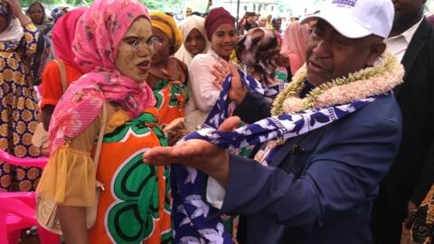 Azali Assoumani campaigning for reelection in Sima on the island of Anjouan on 10 January, 2024.