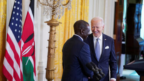 Le président kényan William Ruto reçu par Joe Biden à la Maison Blanche, le 23 mai 2024.