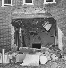 Damage from the Reform Temple bombing, October 1958