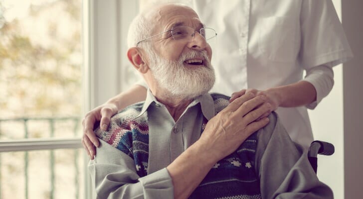 Man in a conservatorship talks with a caregiver.