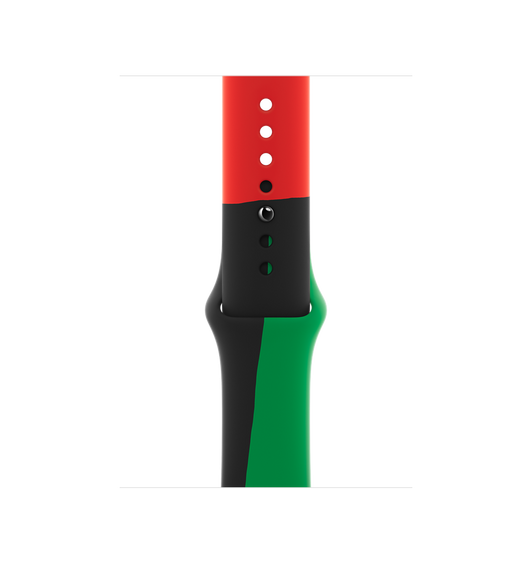 Bracelete desportiva Black Unity (vermelho, preto e verde), fluoroelastómero macio com fecho de clip