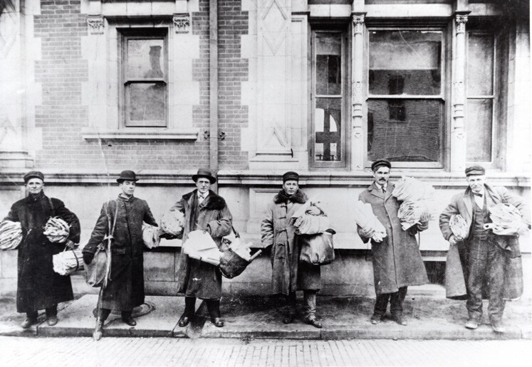 Group of postmen ready for deliveries in what is now the Museum Courtyard