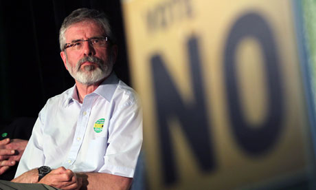 Sinn Fein President Gerry Adams at a No rally ahead of the Irish fiscal pact referendum.