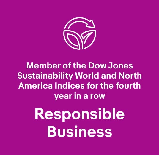 Responsible Business: Member of the Dow Jones Sustainability World and North America Indices for the fourth year in a row