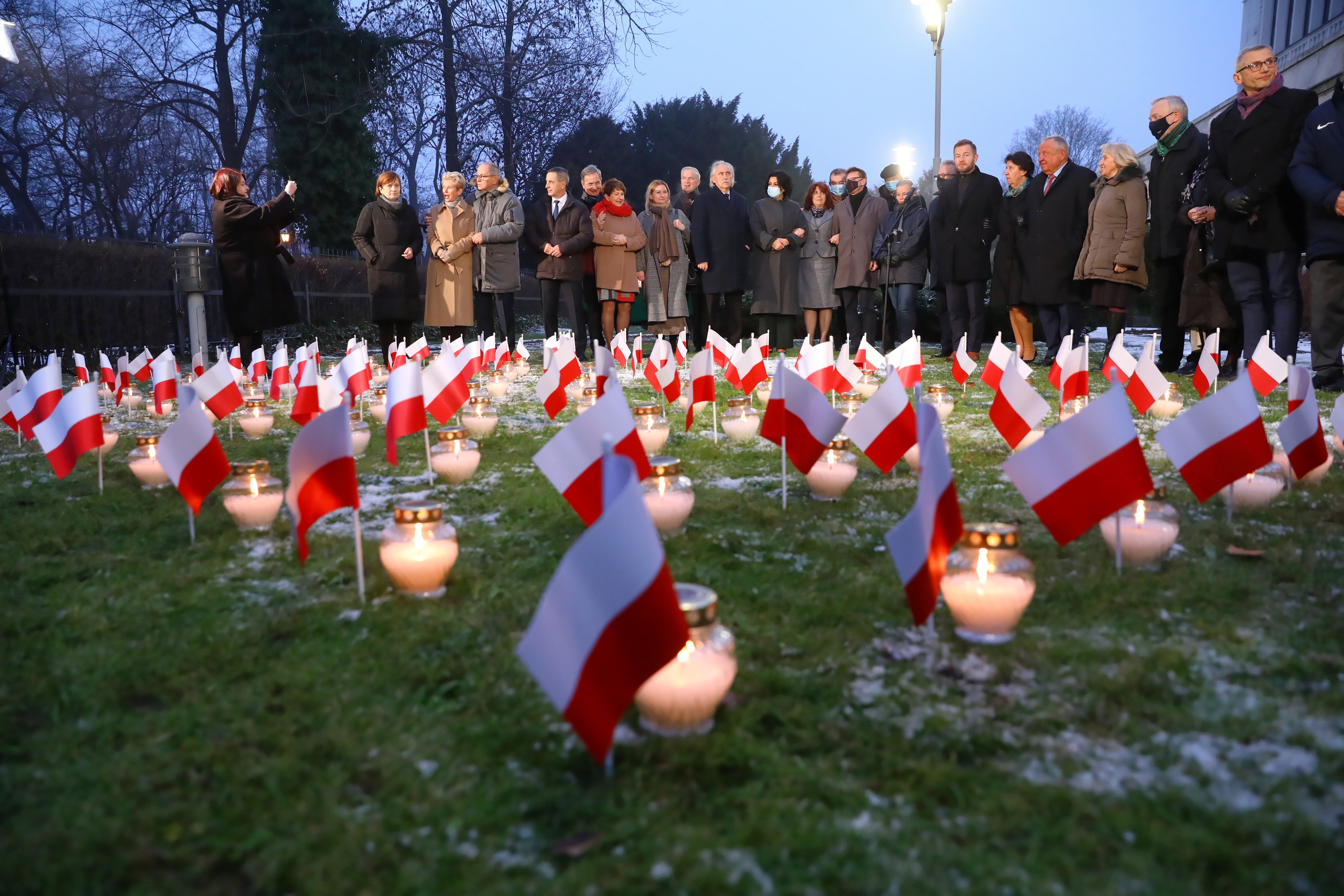 Polish Senators attend a ceremony to commemorate victims of Covid in Warsaw, Poland, 14 December 2021